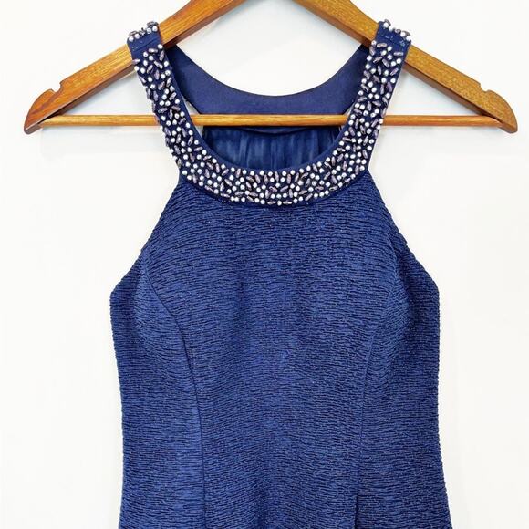 Betsy & Adam Beaded Embellished Halter Neck Minidress Navy Blue Size 4 NWOT - Picture 9 of 16